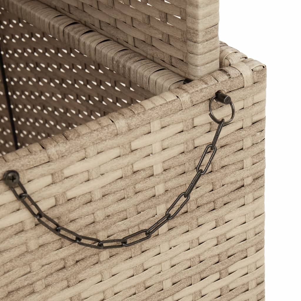 bézs polyrattan és akácfa kerti asztal 90 x 55 x 71 cm