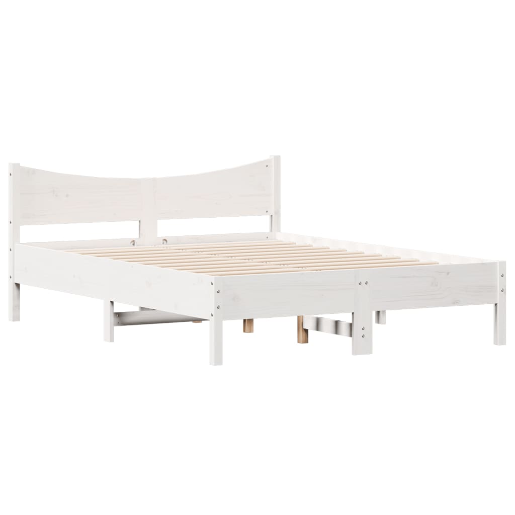 fehér tömör fenyőfa ágy matrac nélkül 140x190 cm