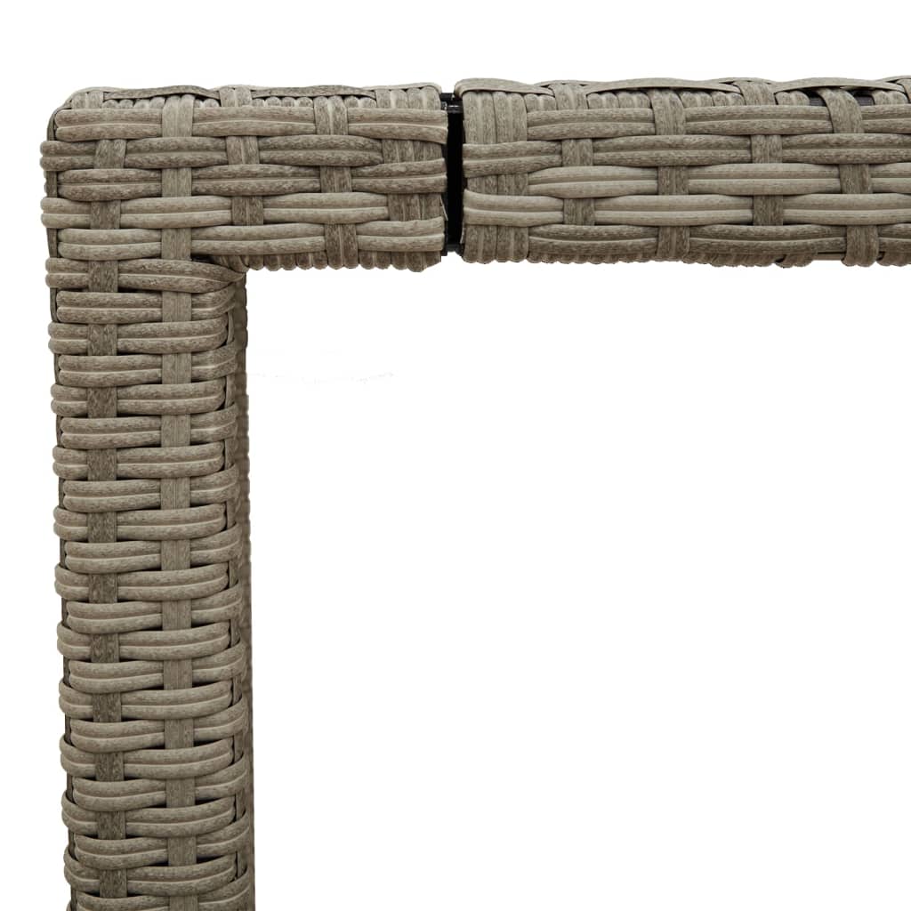világosszürke polyrattan üveglapos kerti asztal 90 x 90 x 75 cm