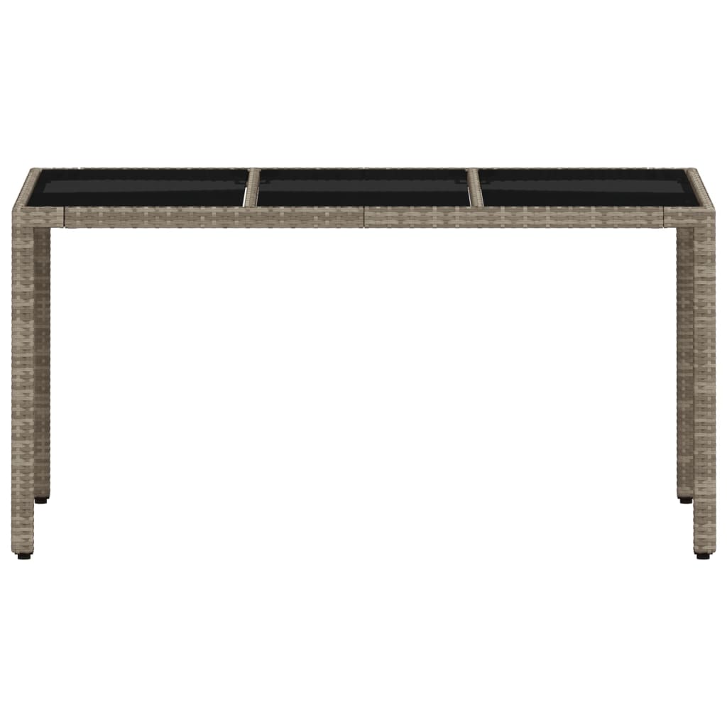 világosszürke polyrattan üveglapos kerti asztal 150x90x75 cm