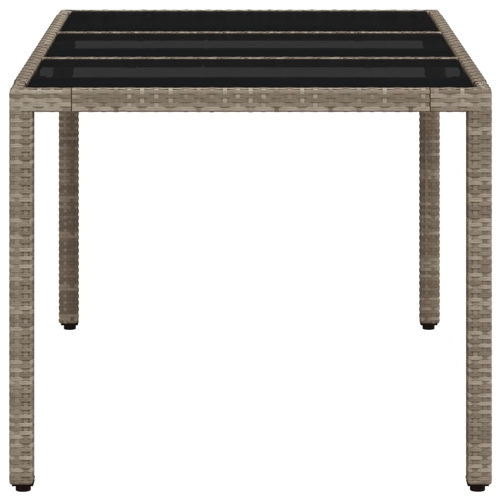 világosszürke polyrattan üveglapos kerti asztal 150x90x75 cm