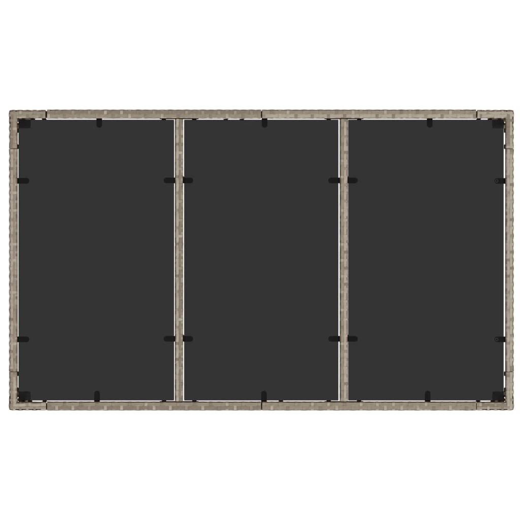 világosszürke polyrattan üveglapos kerti asztal 150x90x75 cm