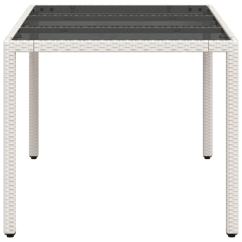 fehér polyrattan üveglapos kerti asztal 150 x 90 x 75 cm