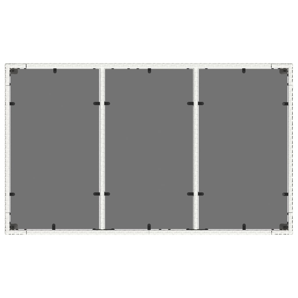 fehér polyrattan üveglapos kerti asztal 150 x 90 x 75 cm