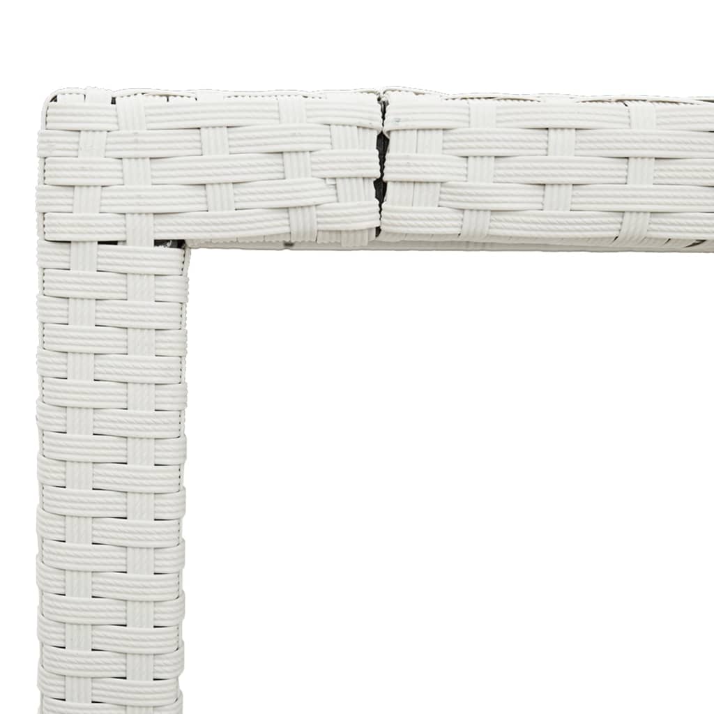 fehér polyrattan üveglapos kerti asztal 150 x 90 x 75 cm