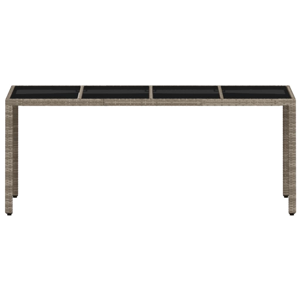 világosszürke polyrattan üveglapos kerti asztal 190x90x75 cm