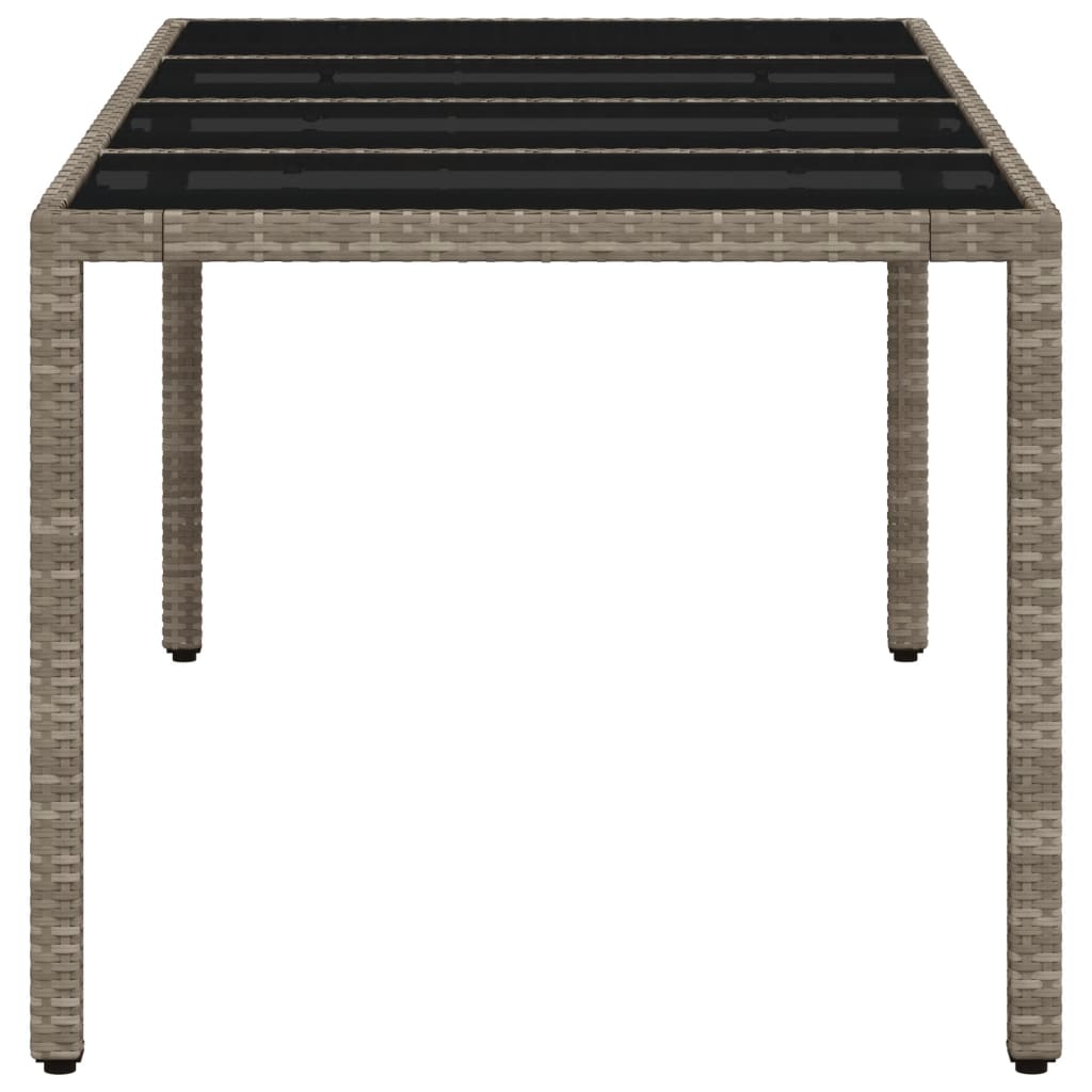 világosszürke polyrattan üveglapos kerti asztal 190x90x75 cm
