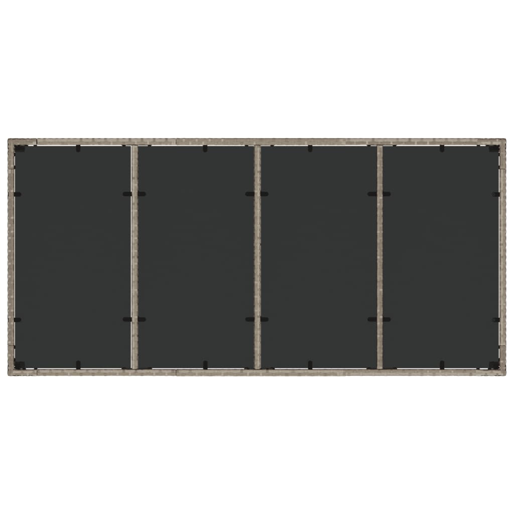 világosszürke polyrattan üveglapos kerti asztal 190x90x75 cm