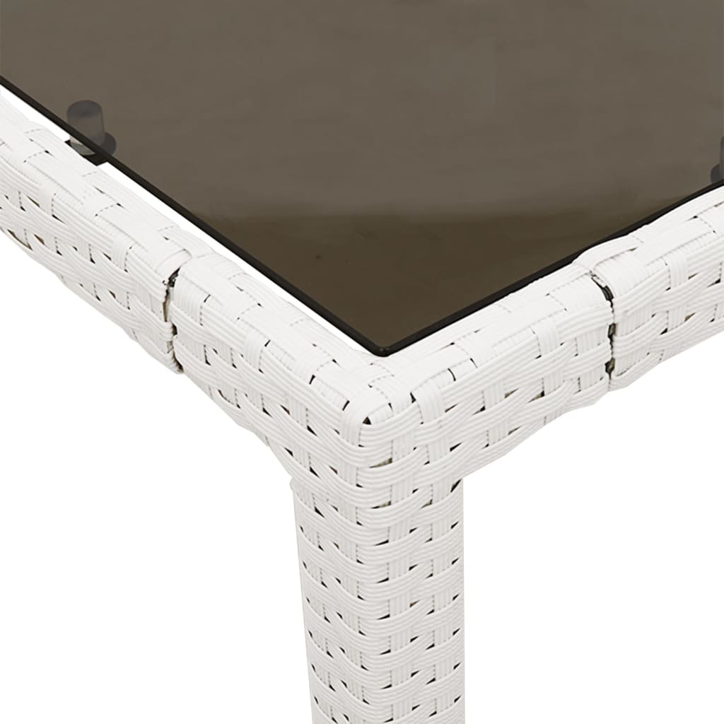 fehér polyrattan üveglapos kerti asztal 190 x 90 x 75 cm