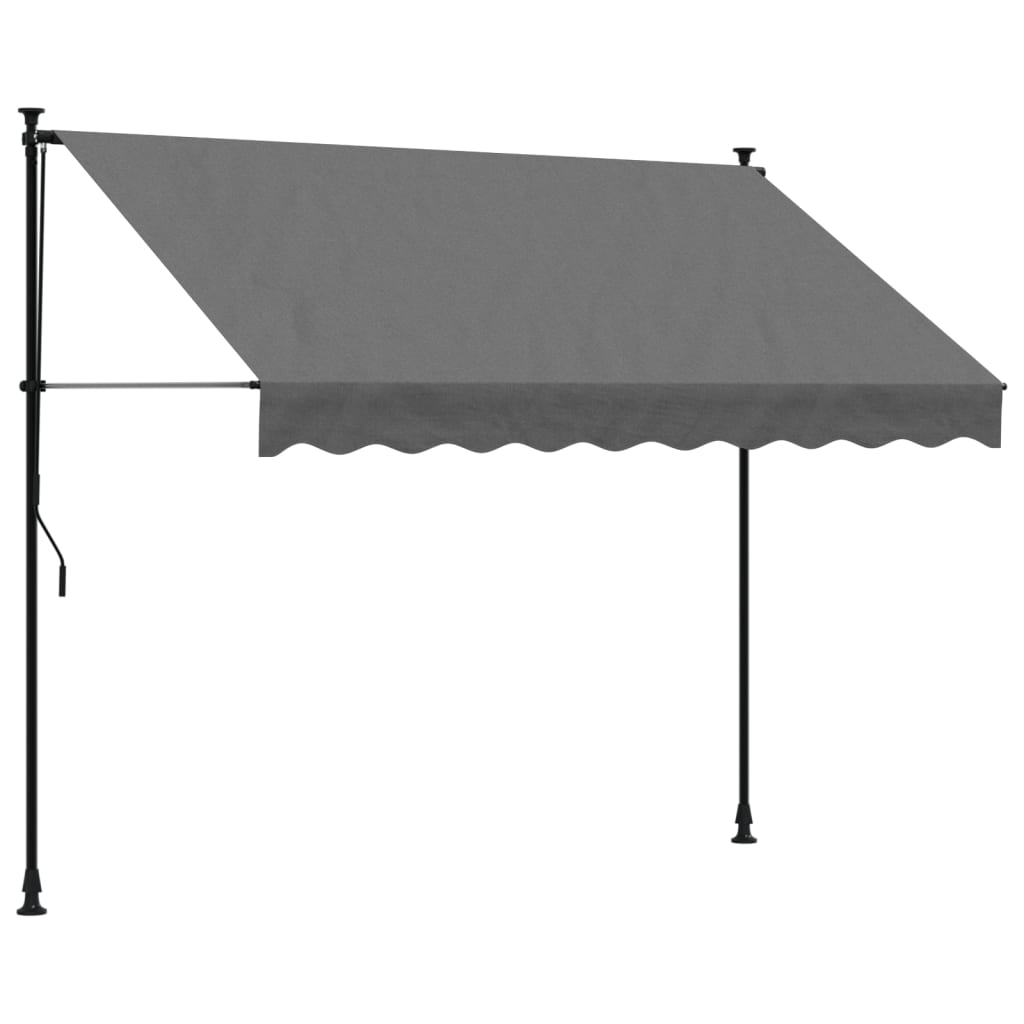 antracit szövet és acél feltekerhető napellenző 250 x 150 cm