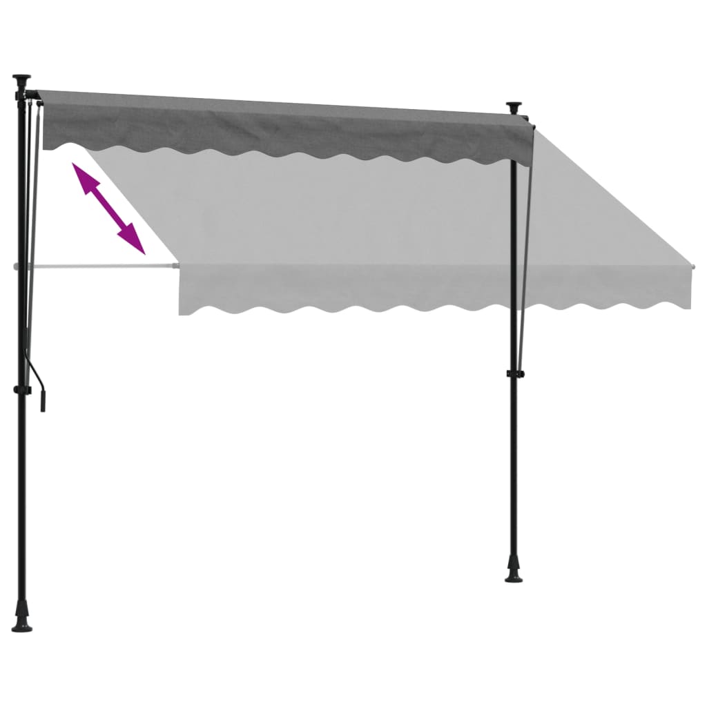 antracit szövet és acél feltekerhető napellenző 250 x 150 cm