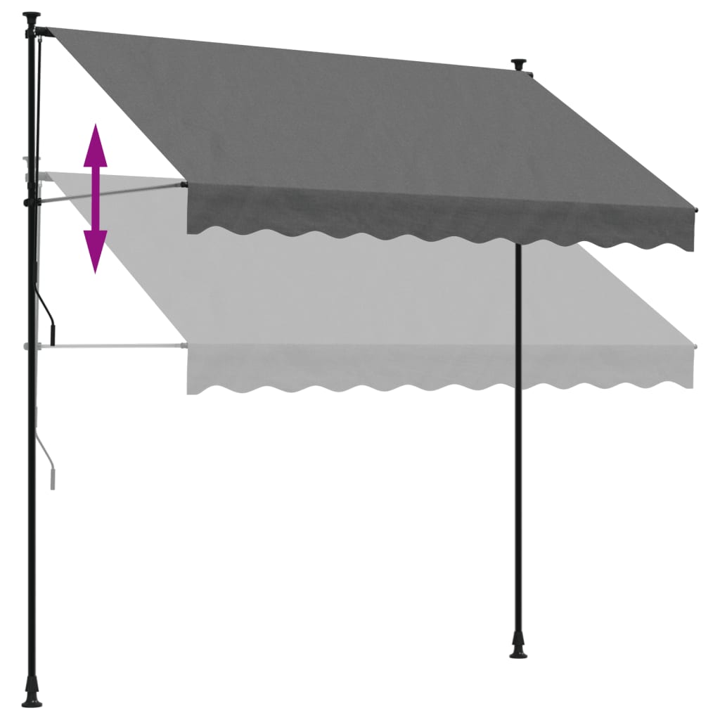 antracit szövet és acél feltekerhető napellenző 250 x 150 cm