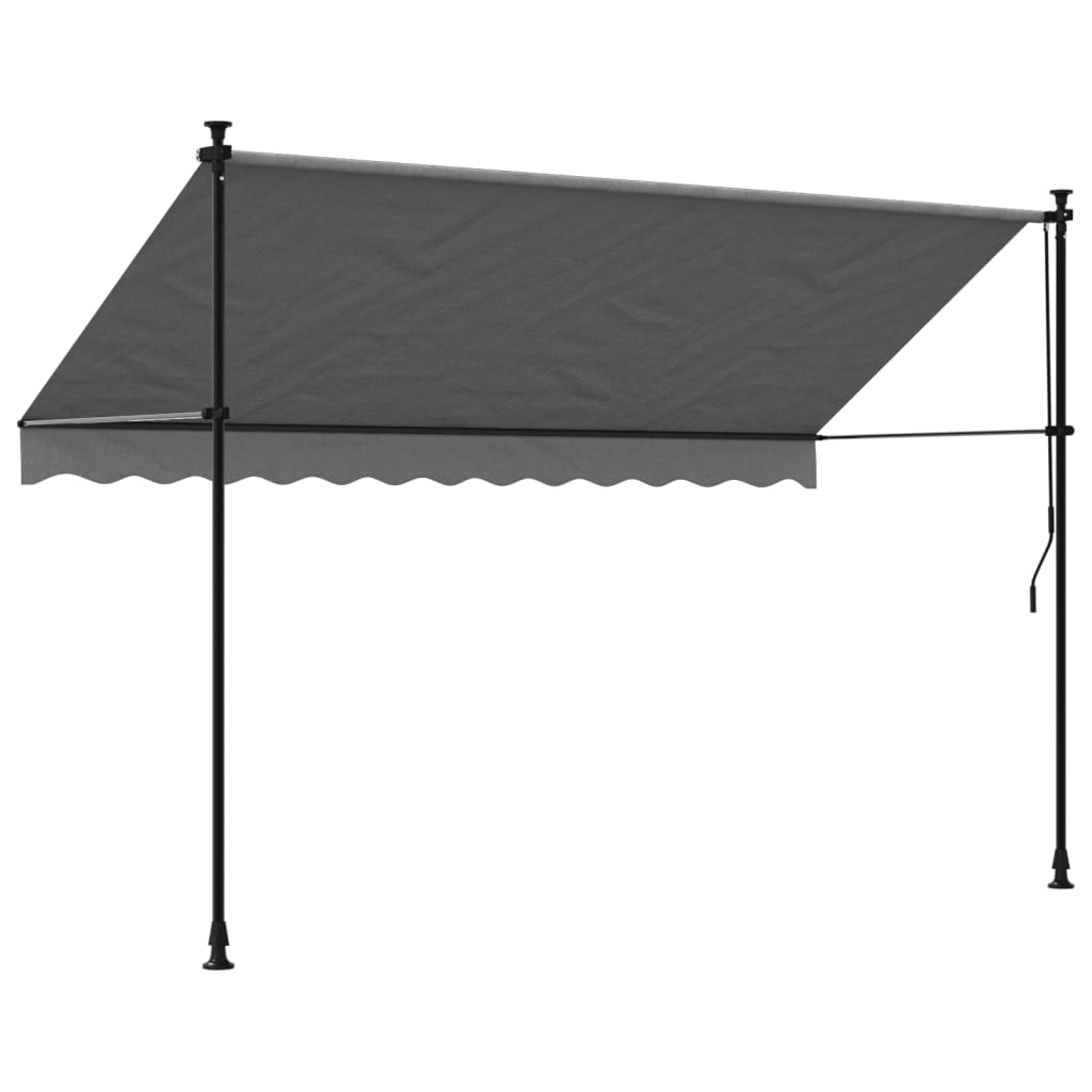 antracit szövet és acél feltekerhető napellenző 300 x 150 cm