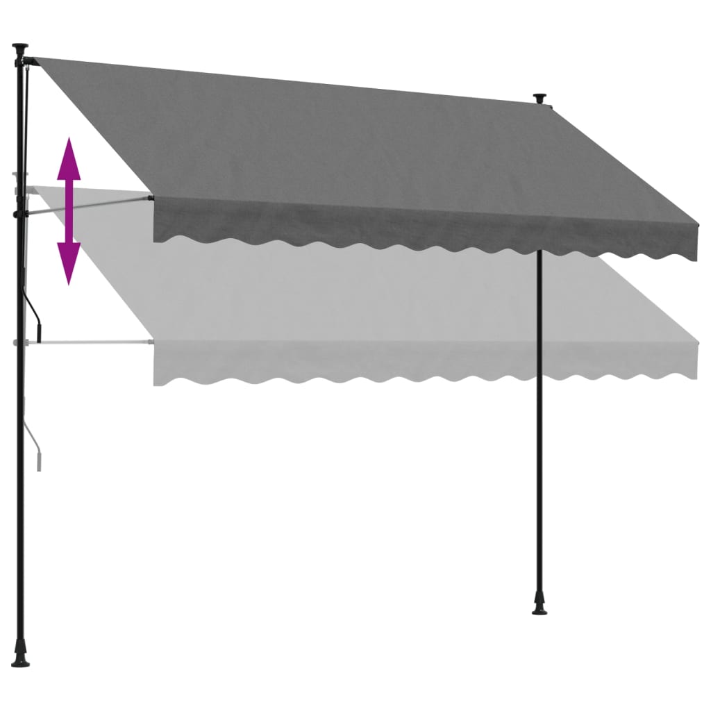 antracit szövet és acél feltekerhető napellenző 300 x 150 cm
