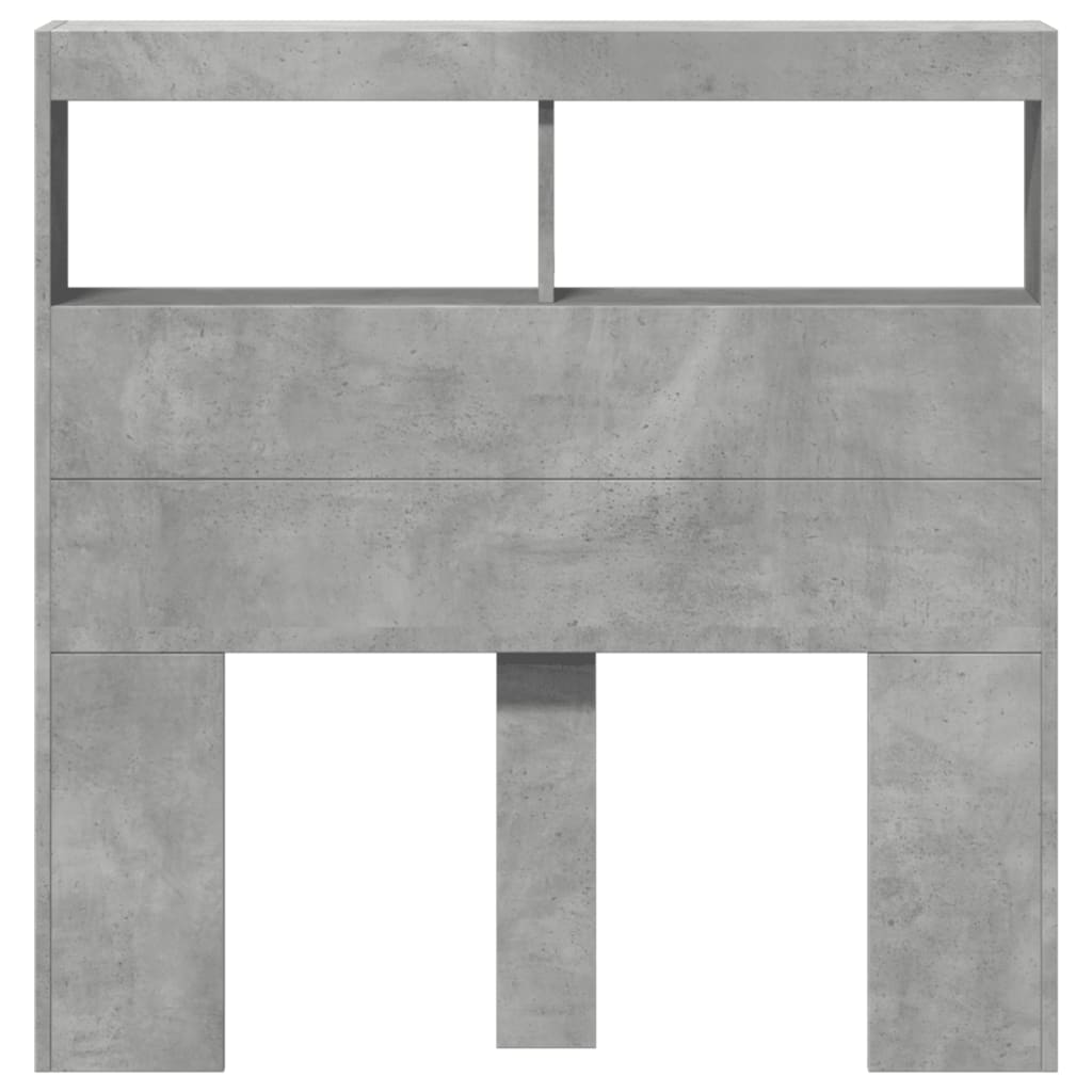 betonszürke áthidalószekrény LED-világítással 100 x 17 x 102 cm