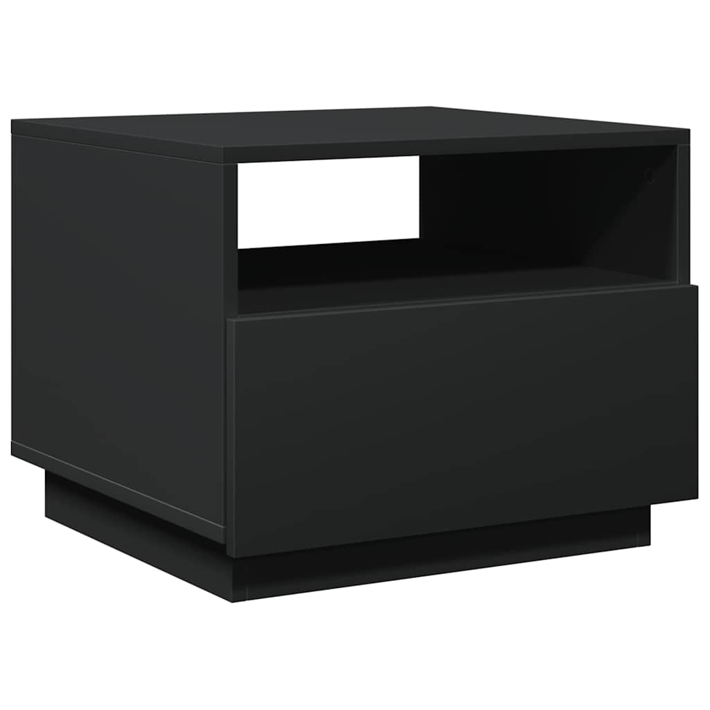 fekete dohányzóasztal LED-lámpákkal 50x49x40 cm