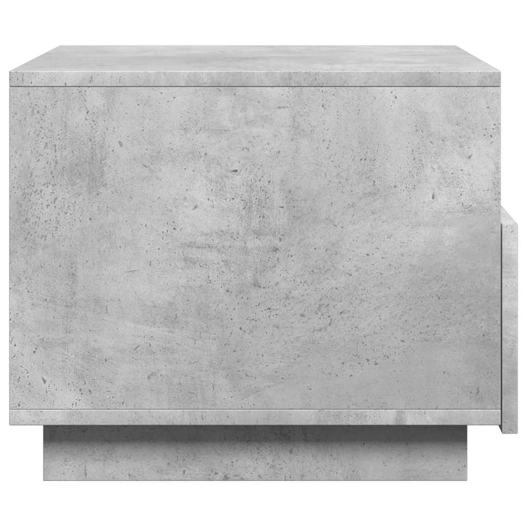 betonszürke dohányzóasztal LED-lámpákkal 50x49x40 cm