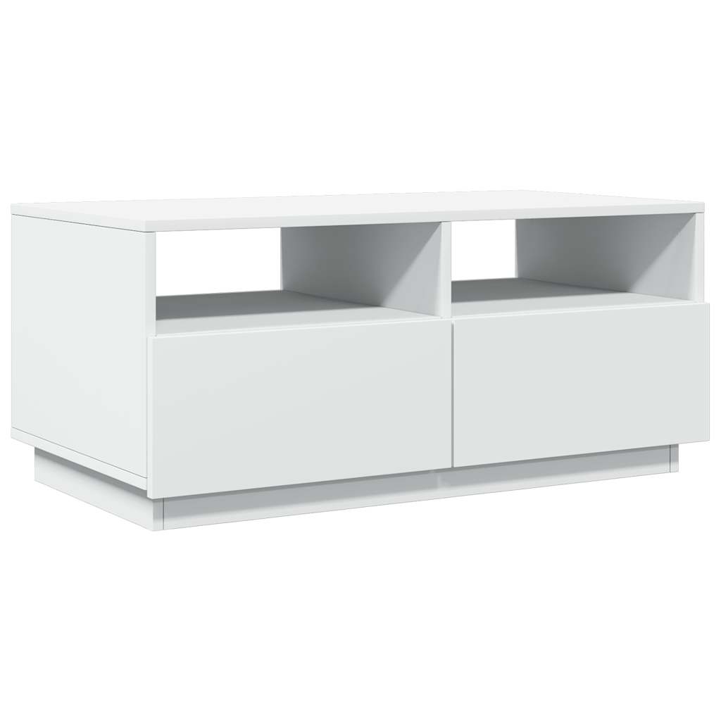 fehér dohányzóasztal LED-lámpákkal 90x49x40 cm