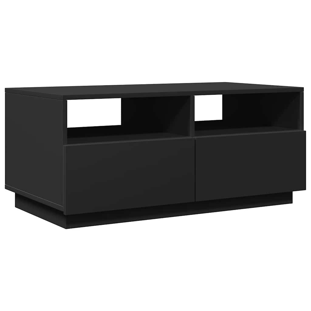 fekete dohányzóasztal LED-lámpákkal 90x49x40 cm