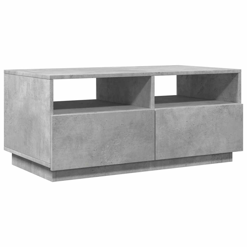 betonszürke dohányzóasztal LED-lámpákkal 90x49x40 cm