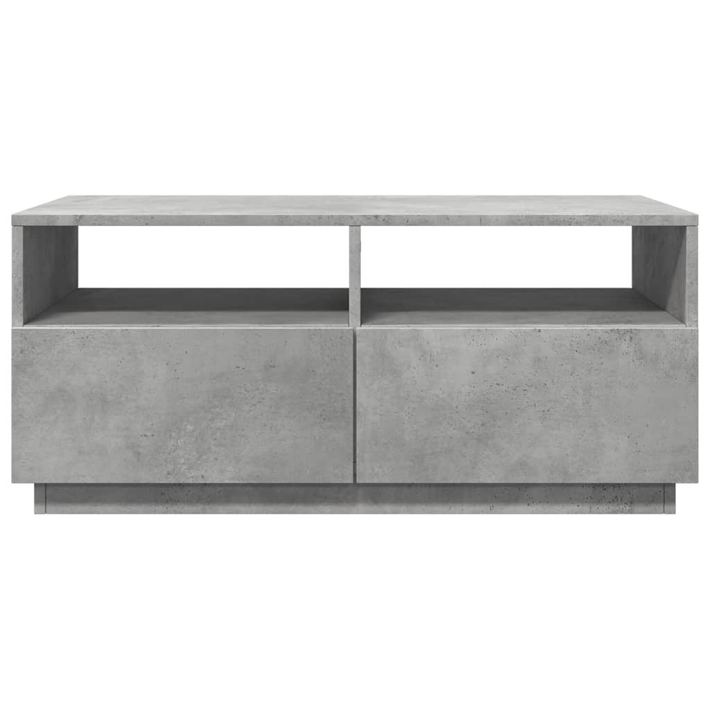 betonszürke dohányzóasztal LED-lámpákkal 90x49x40 cm