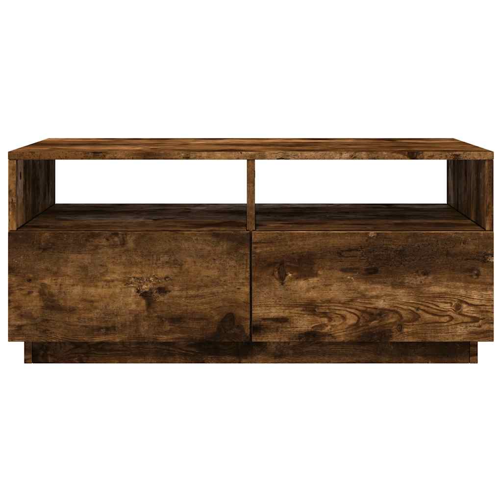 füstös tölgy színű dohányzóasztal LED-lámpákkal 90x49x40 cm