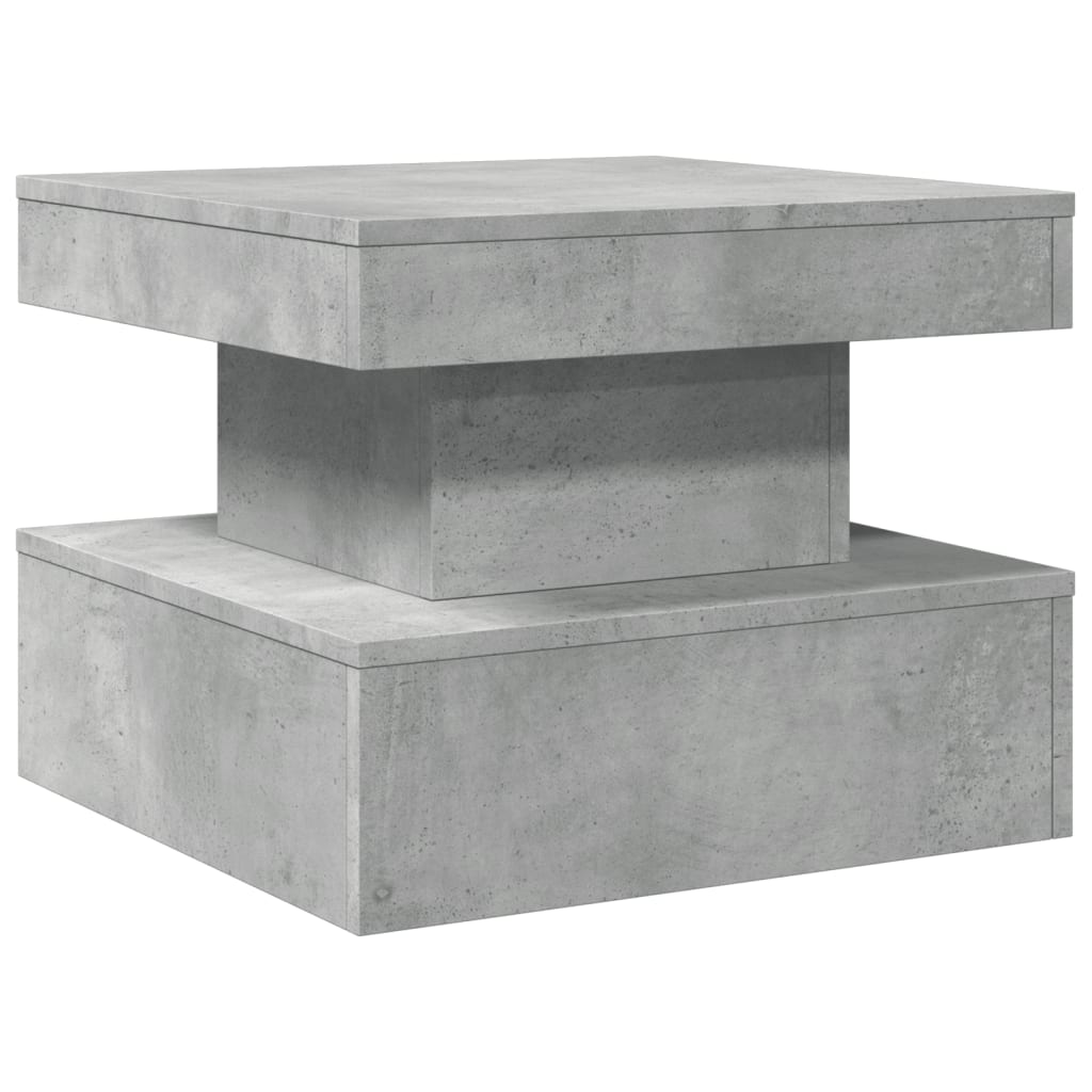 betonszürke dohányzóasztal LED-lámpákkal 50 x 50 x 40 cm