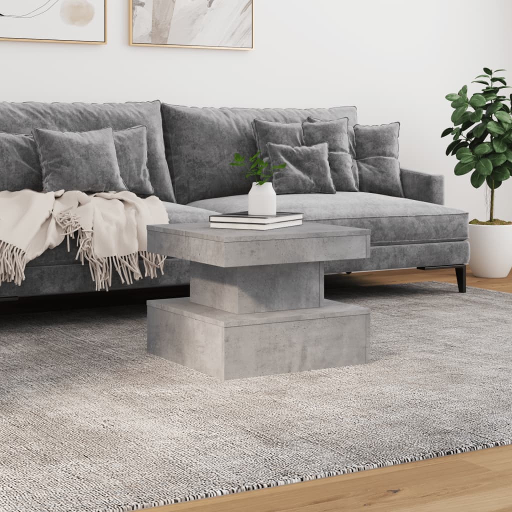 betonszürke dohányzóasztal LED-lámpákkal 50 x 50 x 40 cm