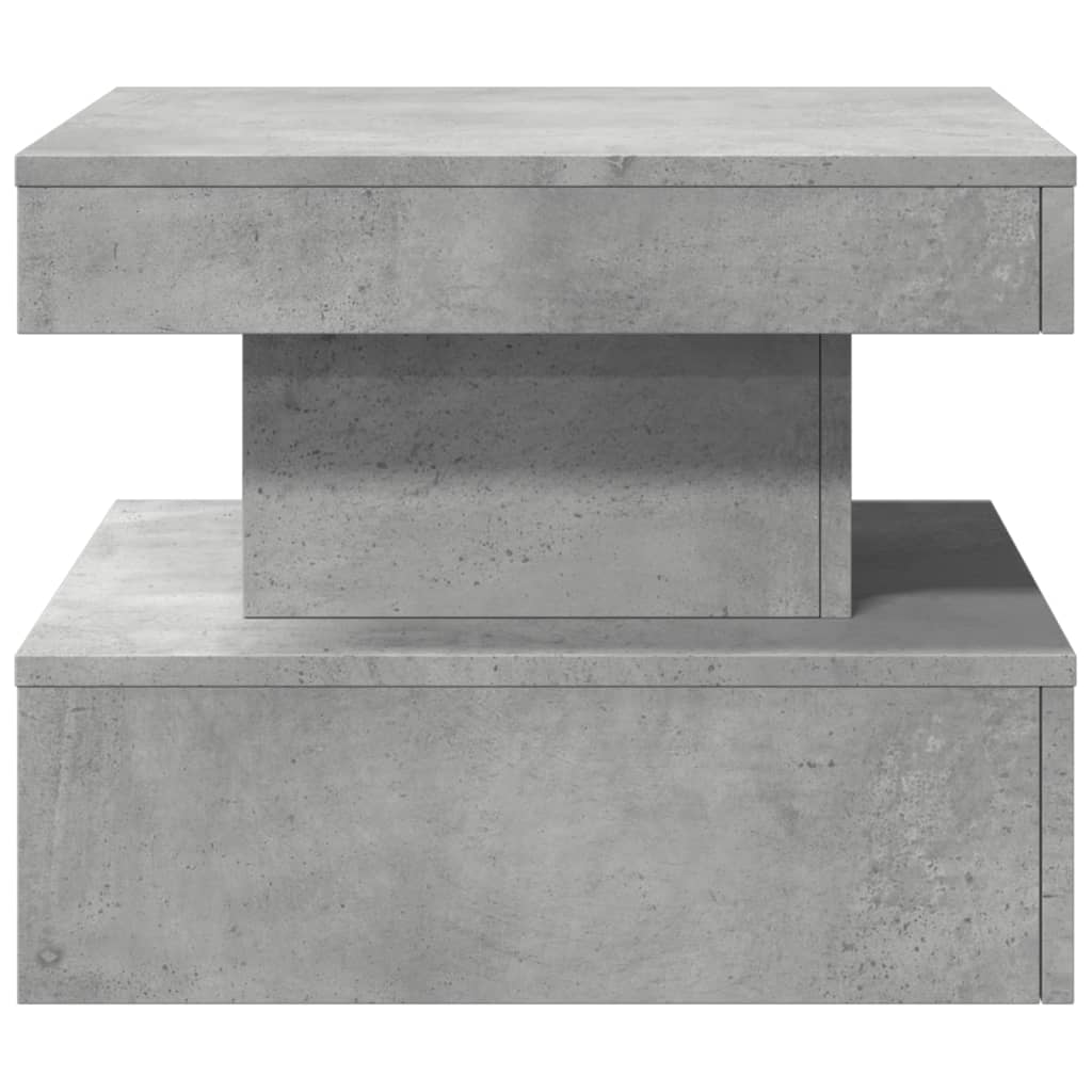 betonszürke dohányzóasztal LED-lámpákkal 50 x 50 x 40 cm