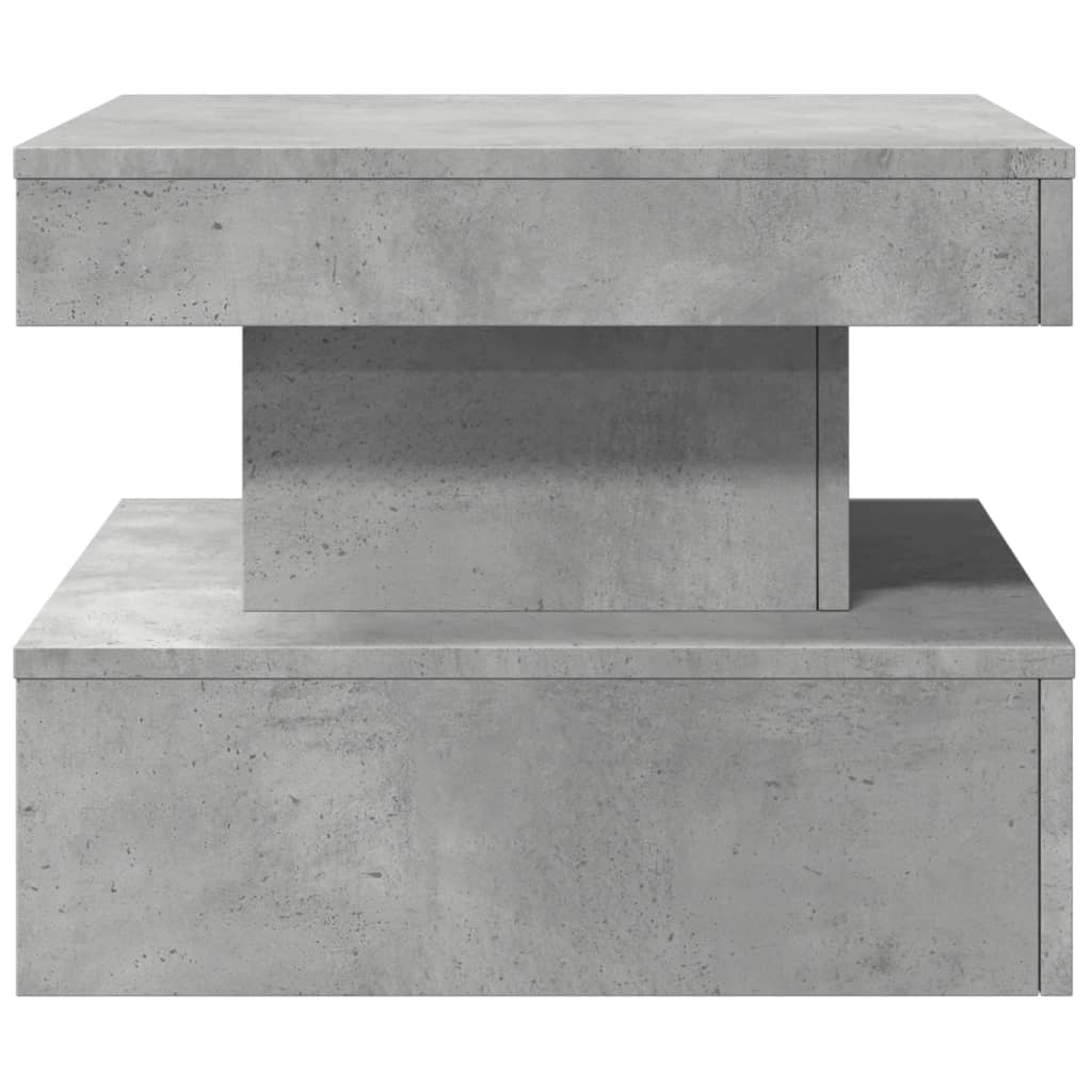 betonszürke dohányzóasztal LED-lámpákkal 50 x 50 x 40 cm