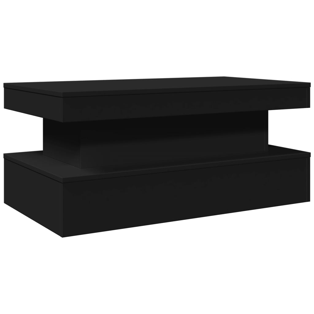 fekete dohányzóasztal LED-lámpákkal 90x50x40 cm