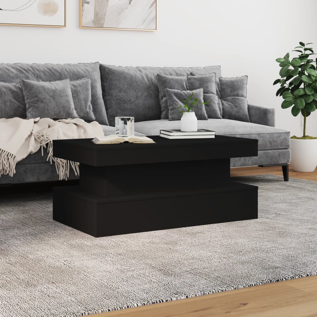 fekete dohányzóasztal LED-lámpákkal 90x50x40 cm