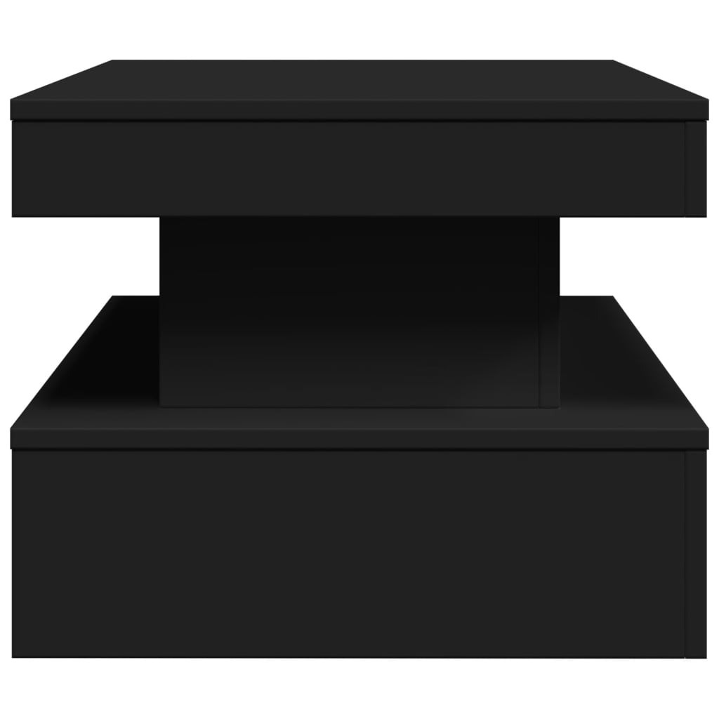 fekete dohányzóasztal LED-lámpákkal 90x50x40 cm