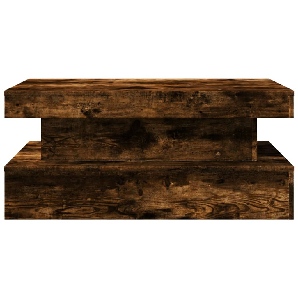 füstös tölgy színű dohányzóasztal LED-lámpákkal 90x50x40 cm