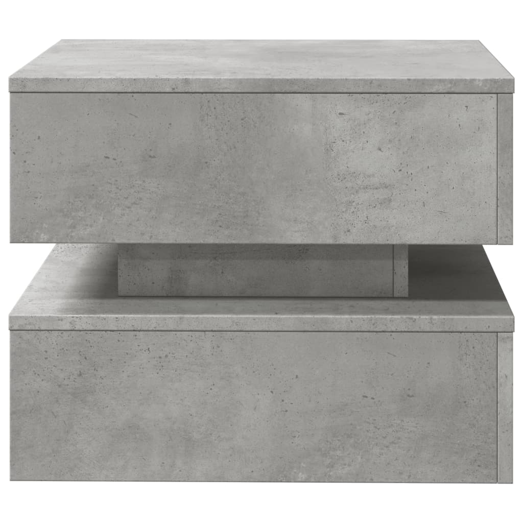 betonszürke dohányzóasztal LED-lámpákkal 50 x 50 x 40 cm