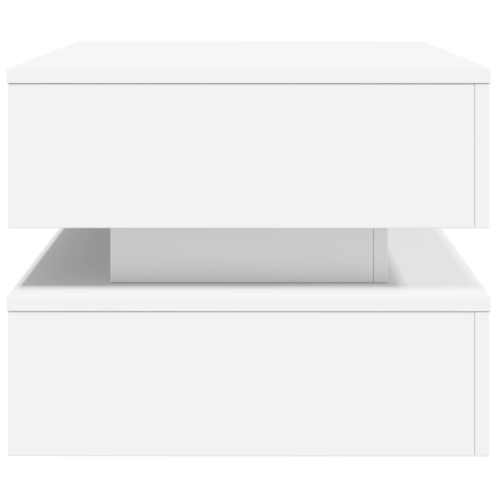 fehér dohányzóasztal LED-lámpákkal 90x50x40 cm