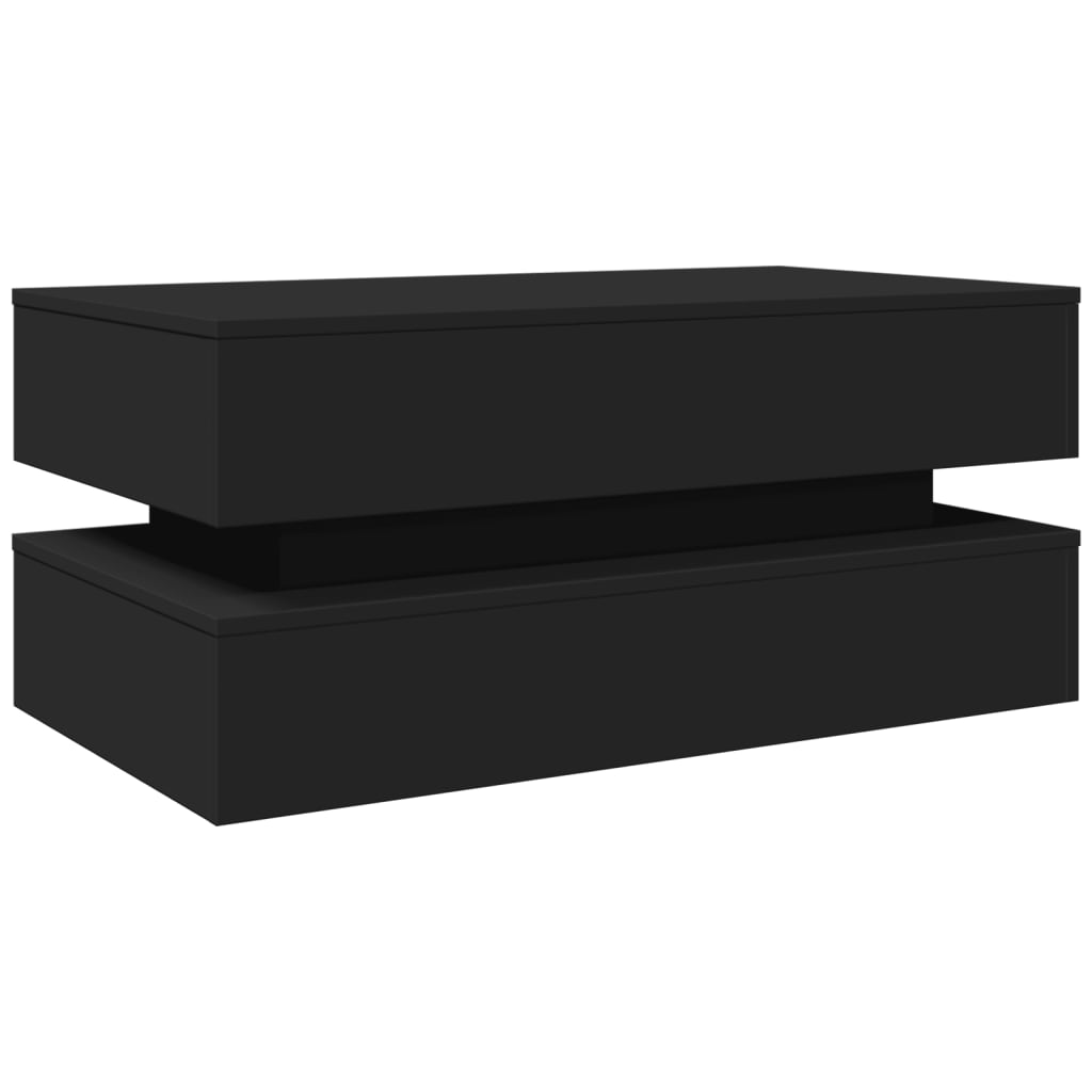 fekete dohányzóasztal LED-lámpákkal 90x50x40 cm