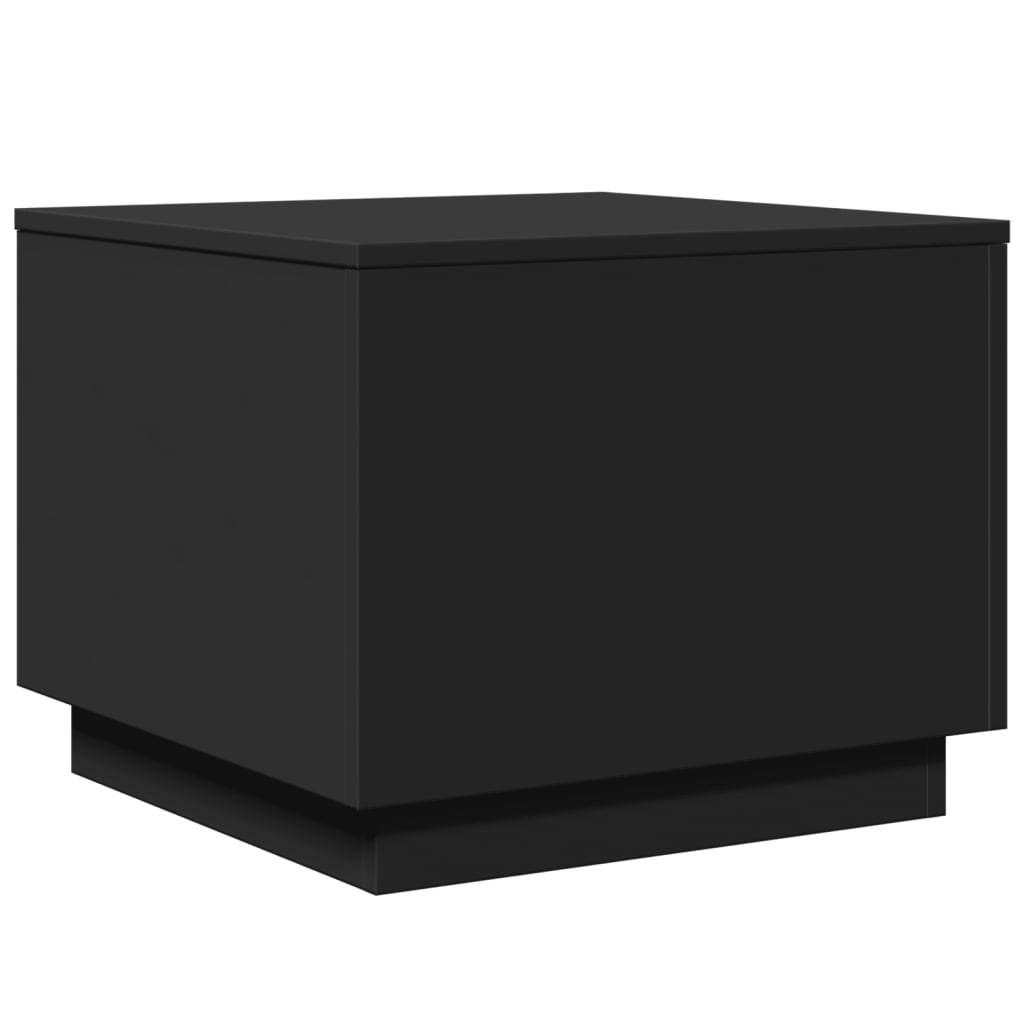 fekete dohányzóasztal LED-lámpákkal 50 x 50 x 40 cm