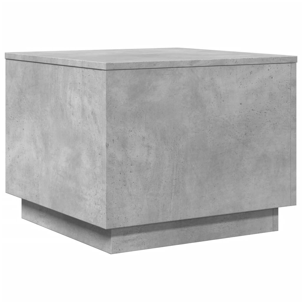 betonszürke dohányzóasztal LED-lámpákkal 50 x 50 x 40 cm