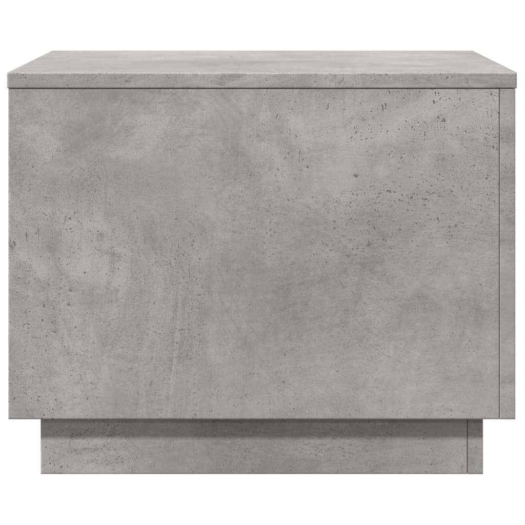 betonszürke dohányzóasztal LED-lámpákkal 50 x 50 x 40 cm