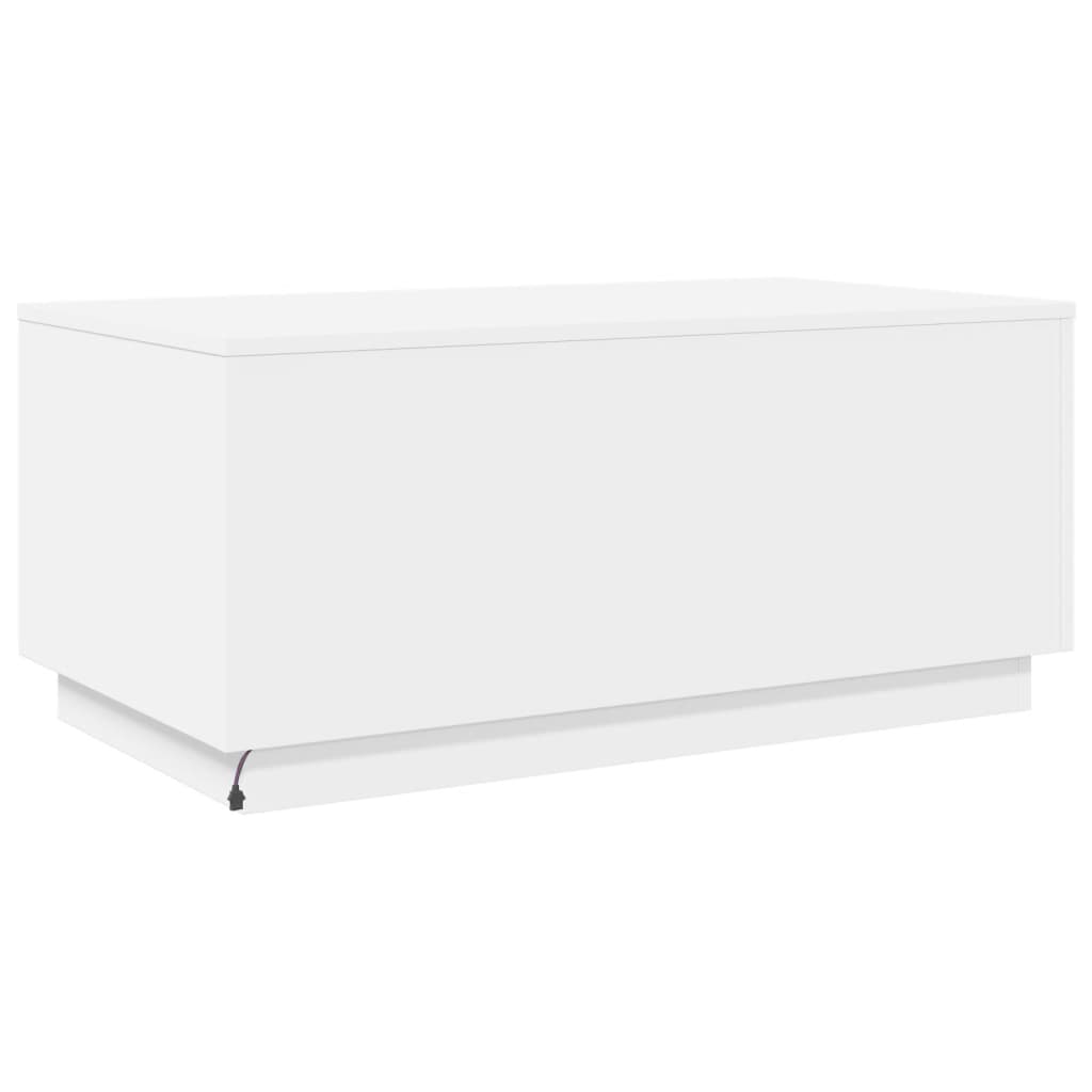 fehér dohányzóasztal LED-lámpákkal 90x50x40 cm
