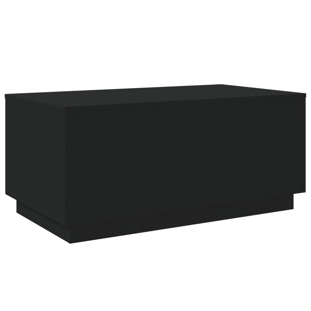 fekete dohányzóasztal LED-lámpákkal 90x50x40 cm