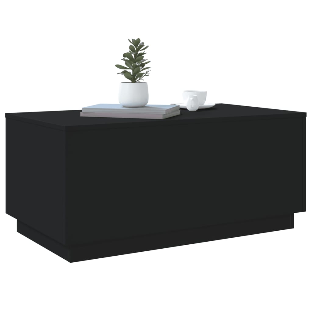 fekete dohányzóasztal LED-lámpákkal 90x50x40 cm