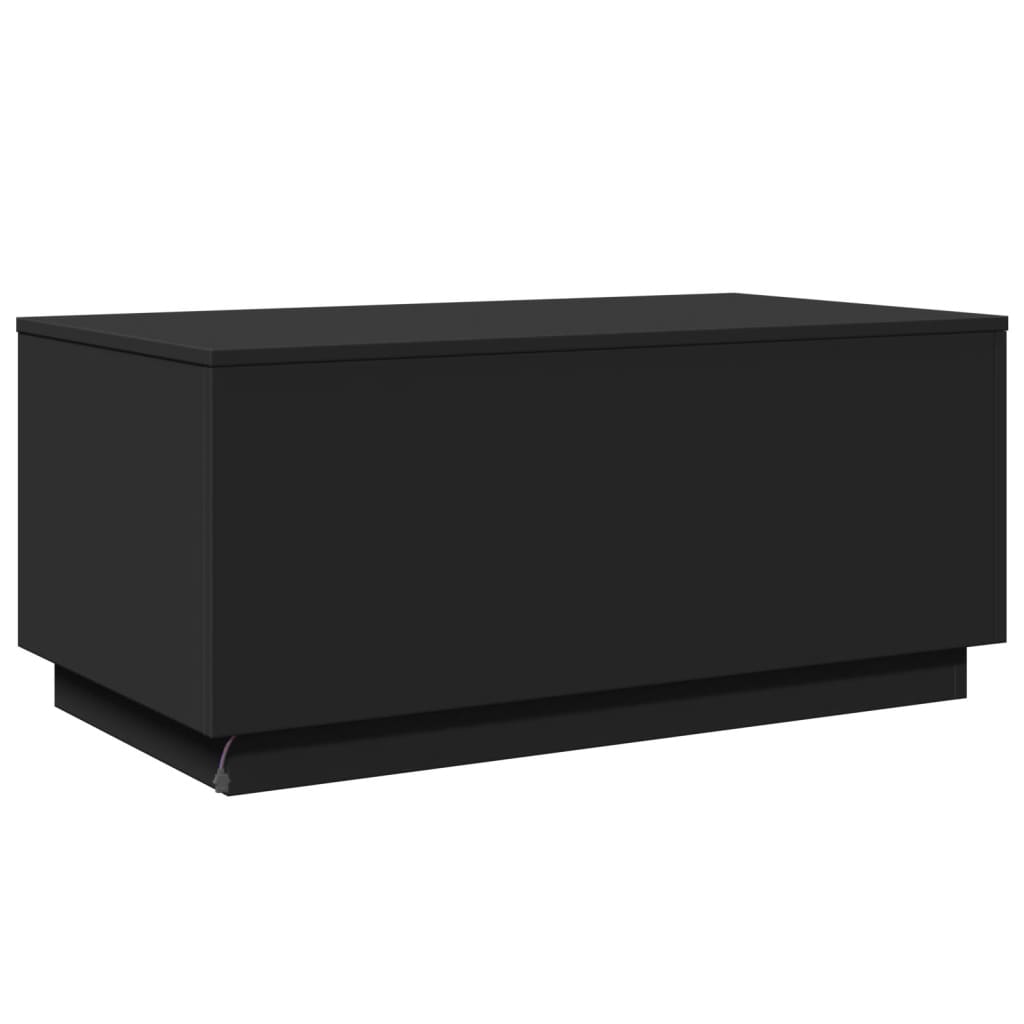 fekete dohányzóasztal LED-lámpákkal 90x50x40 cm