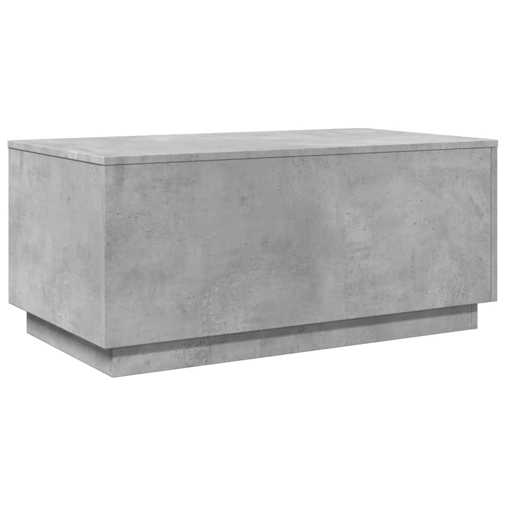 betonszürke dohányzóasztal LED-lámpákkal 90x50x40 cm