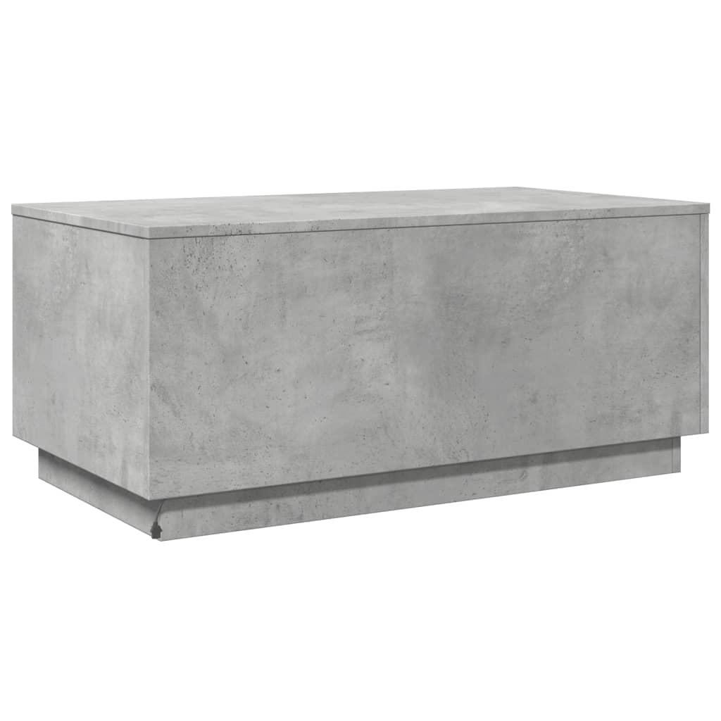 betonszürke dohányzóasztal LED-lámpákkal 90x50x40 cm