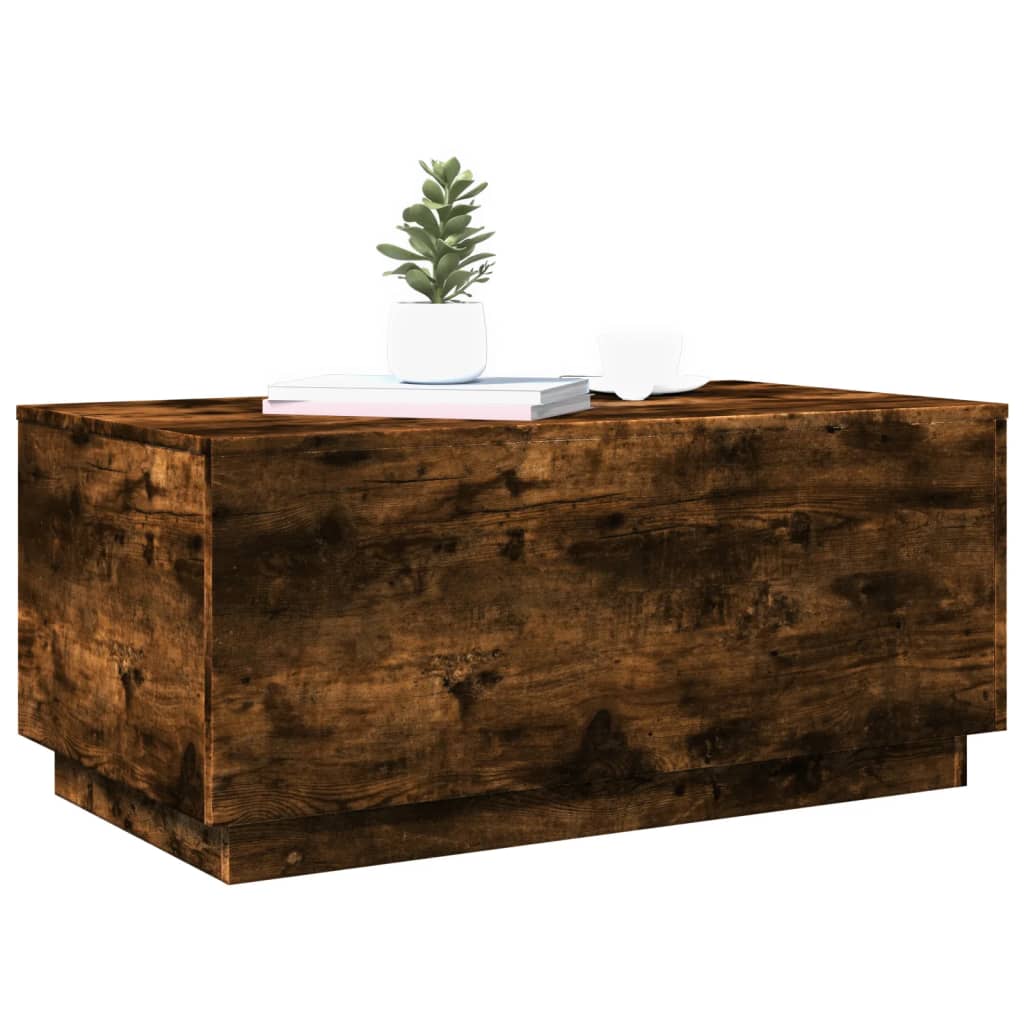 füstös tölgy színű dohányzóasztal LED-lámpákkal 90x50x40 cm