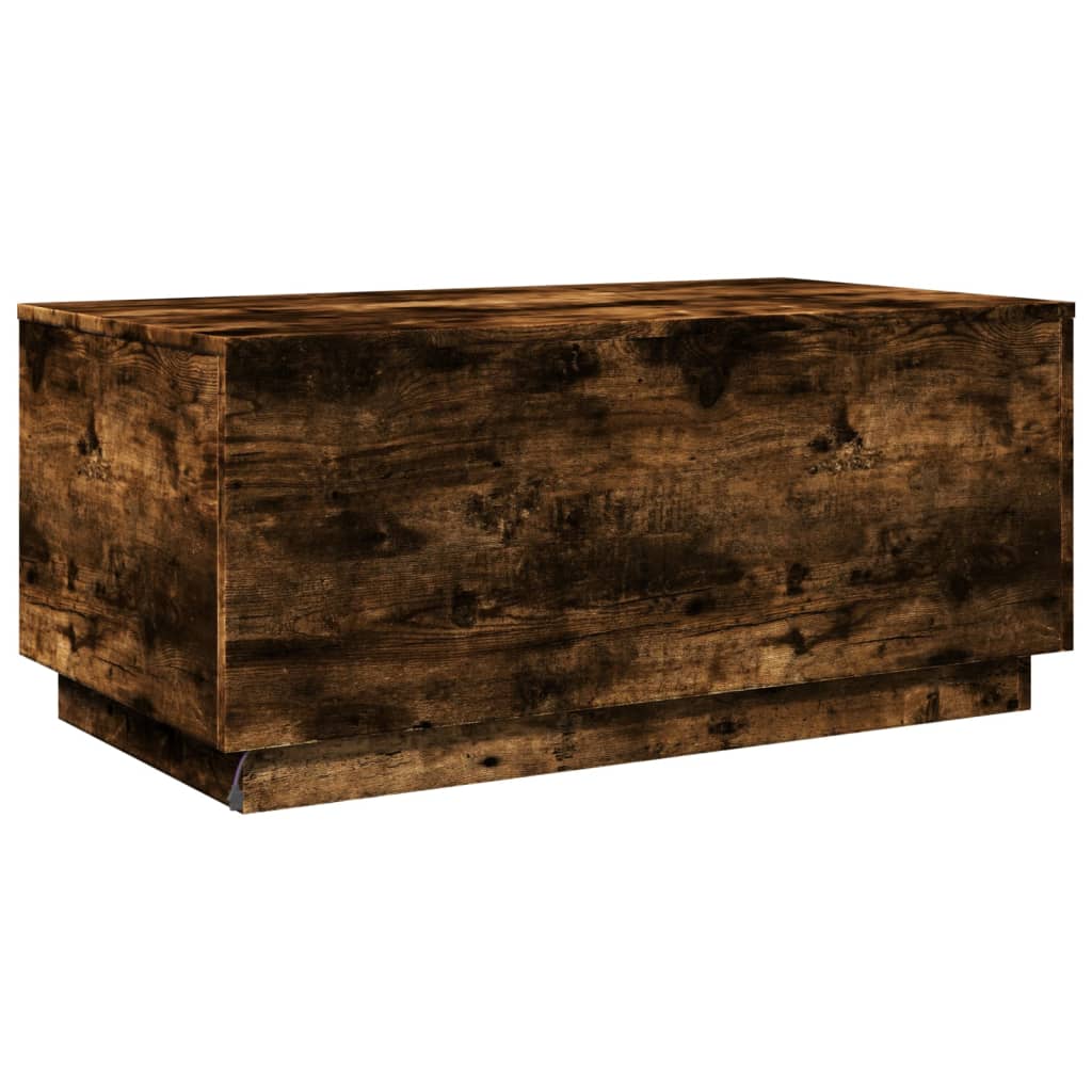 füstös tölgy színű dohányzóasztal LED-lámpákkal 90x50x40 cm