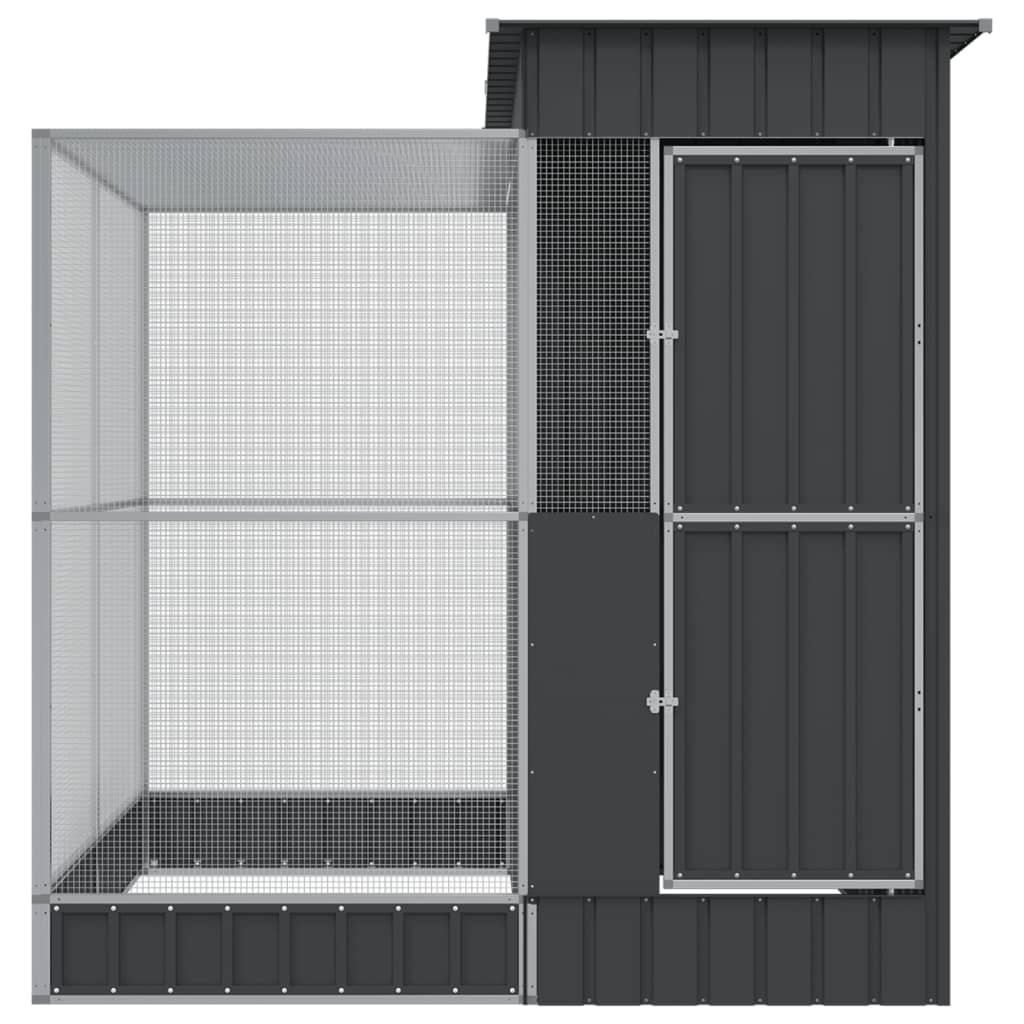 ezüst színű acél madárház kiterjesztésekkel 209 x 203 x 216 cm