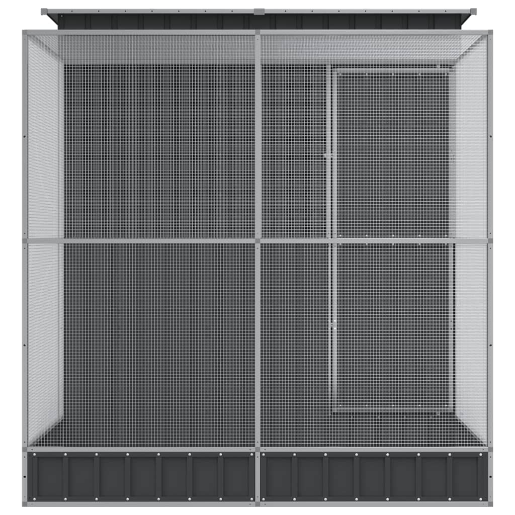 ezüst színű acél madárház kiterjesztésekkel 209 x 203 x 216 cm